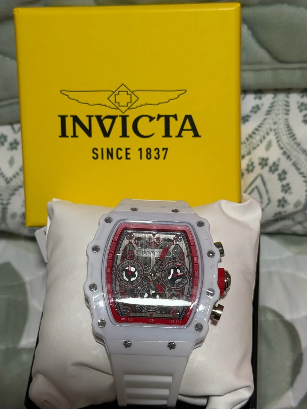 Invicta Racing White and Red Chronograph Sport Watch